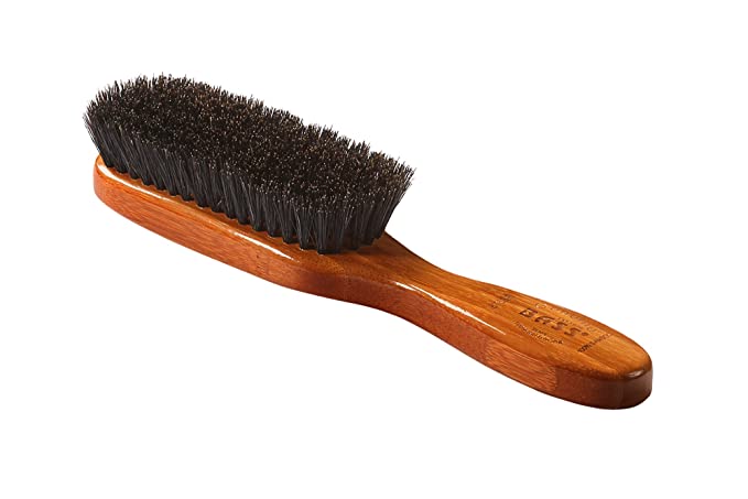 Bass Brushes | Shine & Condition Hair Brush  |  100% Premium Natural Bristle SOFT  |  Pure Bamboo Handle  |  Semi Oval  | Dark Finish  |  Model 876SB - DB