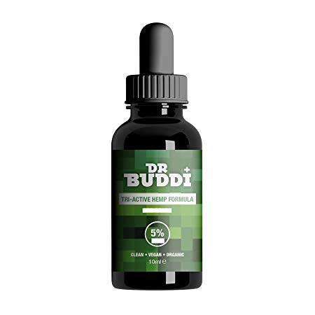 Dr Buddi 5% (500mg) Active Hemp Extract. Organic, Vegan, Refined, high terpene, high flavonoids and other naturally-occurring phytochemicals. Swiss Quality Production, Highest GMP Standard. 200 drops per bottle