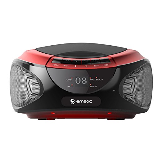 Ematic EBB9224RD CD Bluetooth Boombox (Red)