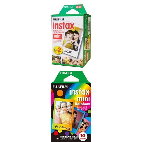 Fujifilm INSTAX Mini Instant Film (Rainbow   White Twin Pack)