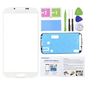 Reson® White Front Screen Lens Glass Replacement Kit for Samsung Galaxy S4 SIV I9500 I337 L720 M919 I545 tools Kit dry/wet/dust Cleaning Paper adhesive Sticker Tape