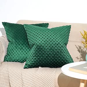 PHF Minky Dot Euro Sham Covers 26"x 26", 2 Pack Soft Cozy Minky Bubble Real Velvet Throw Pillow Covers, No Insert, Home Decorative Square Pillowcase Cushion Cover for Couch Sofa Bed, Green