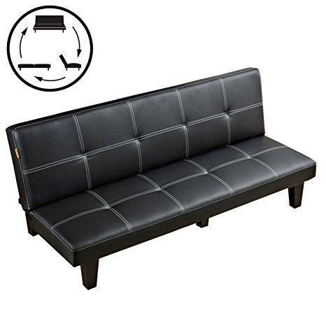 Sofa Bed, Modern Convertible Futon Sofa Bed With Wood Legs Quickly Converts into a Bed by CloudWave