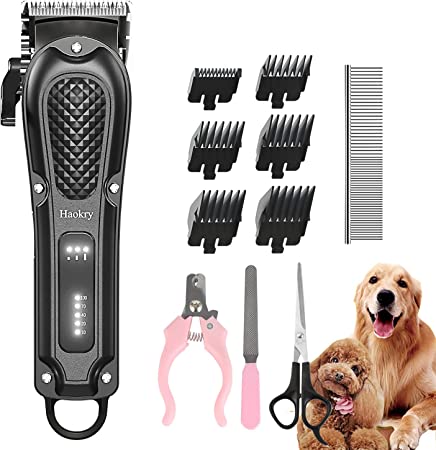 Dog Shaver Clippers, Low Noise Rechargeable Dog Grooming Kits Cordless Pet Grooming Tool Professional Dog Hair Trimmer for Thick Heavy Coats Pet Clippers Electric Dog & Cat Grooming Kit