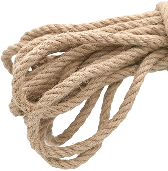 KINGLAKE 10mm Strong Hemp Rope, 4 Ply 10 M Thick Garden Jute Rope String Art Craft Twine For Gift Packing Garden Bundling