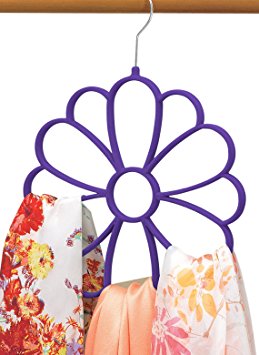 Home Basics 2-Piece Velvet Scarf Hanger, Purple Flowers