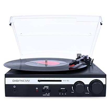 DIGITNOW!Turntable Vinyl LP Record Player/Converter with Pitch Control, Tone Control/PC Encoding/Recording, Aux in/Built-in stereo speakers, RCA Ouput, 3.5mm Headphone jack,digitizer LP with win/mac