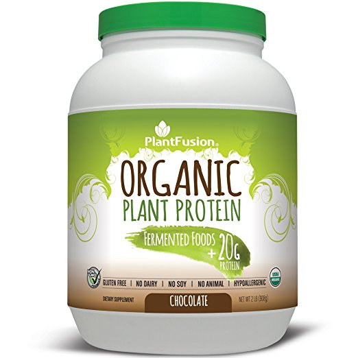 PlantFusion Organic Protein & Fermented Foods Powder, Chocolate, No Soy or Rice, 30 servings, 20g Protein, 2lb Tub