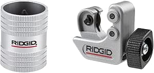 RIDGID 29983 Model 223S 1/4" to 1-1/4" Inner/Outer Copper and Stainless Steel Tubing and Pipe Reamer & 40617 Model 101 Close Quarters Tubing Cutter with 1/4"-1-1/8" Cutting Capacity, Silver