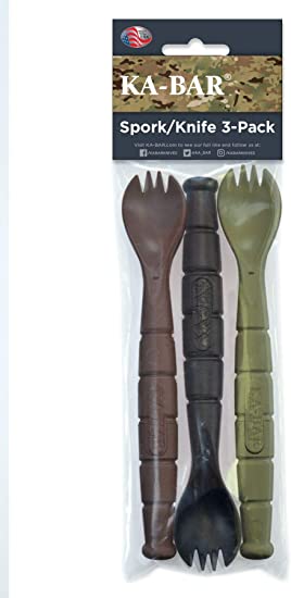 Kabar - Field KIT Spork/Knife - 3 Pac with 1 OD Green - 1 Black - and 1 Dark Brown