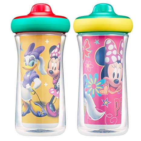 Disney Minnie Mouse Insulated Hard Spout Sippy Cups 9 Oz, 2pk | Scan with Free Share the Smiles App for Cute Animation | Share with Friends | Leak Proof Cups | Keep Drink Cool | Drop Guard|Toddler Cup