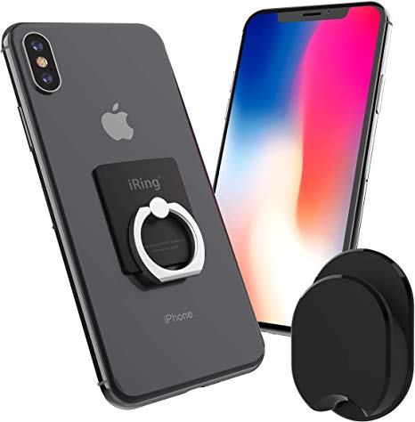 AAUXX iRing with Mount Hook Set Cell Phone Grip and Finger Holder for car and Office. Ring Stand Accessory for iPhone Xs, Xs Max, iPhone 8 and 8 Plus, Samsung, Other Android Smartphones and Tablets.