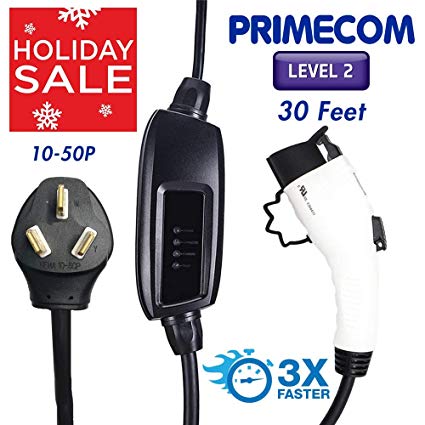 PRIMECOM Level-2 Electric Vehicle Charger 220 Volt 30', 35', 40', and 50' Feet Lengths (10-50P, 30 Feet)