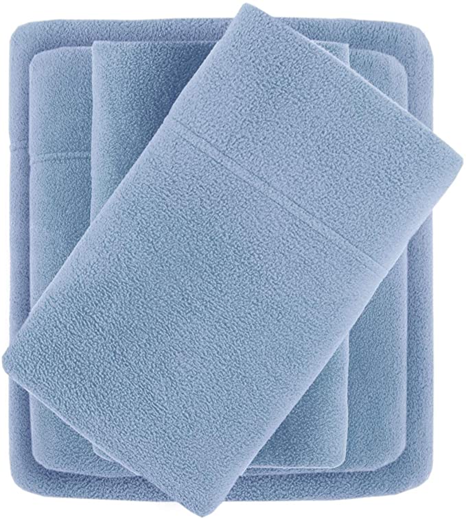 True North by Sleep Philosophy PC20-009 Cozy Brushed Microfleece Ultra Soft Cold Weather Sheet Set Bedding, Twin, Blue