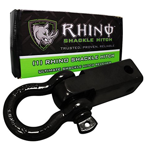 RHINO USA Shackle Hitch Receiver, Best Towing Accessories for Trucks & Jeeps, Connect Your Rhino Tow Strap for Vehicle Recovery to This 31,418 Lbs Capacity Reciever, Mounts to 2” Receivers!