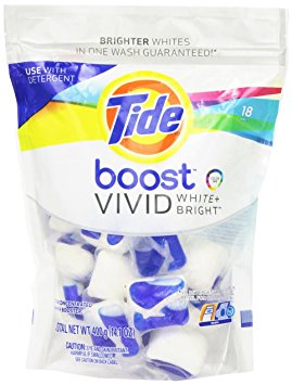 Tide Boost Vivid White   Bright He In-Wash Booster 18 Count 14.1 Oz.