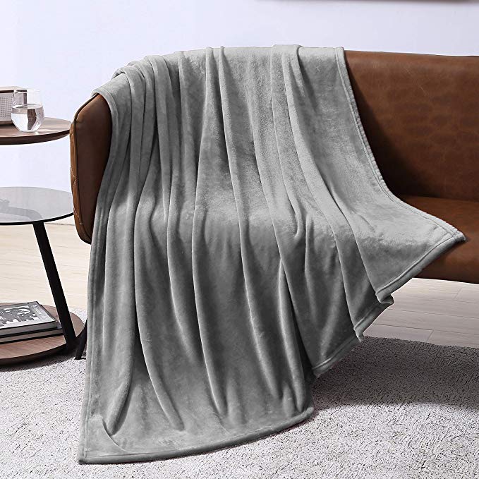 EXQ Home Fleece Blanket Twin Size Grey Throw Blanket for Couch or Bed - Super Soft Microfiber Fuzzy Flannel Blanket for Adults or Pet (Lightweight,Non Shedding)