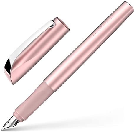 Schneider Ceod Shiny Fountain Pen (Right- and Left-Handed, M Nib, incl. Ink cartridge royal blue) powder pink