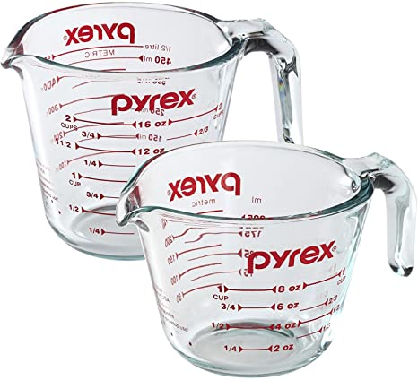 Pyrex Prepware 2-Piece Glass Measuring Cup Set, 1 and 2-Cup