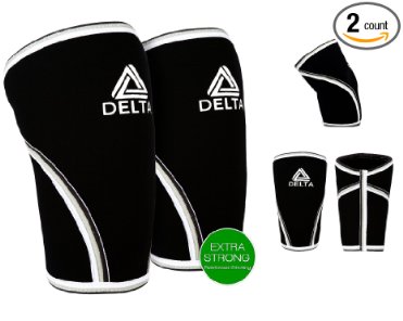 Knee Sleeves (Pair) - Best Compression & Support for Crossfit, Weightlifting, & Powerlifting By Delta Strength - Includes 2 Sleeves. 7mm Neoprene Sleeves Perfect for Men & Women - 1 Year Warranty
