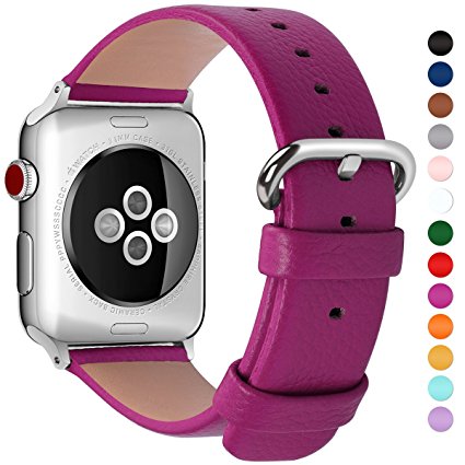 Apple Watch Straps 42mm and 38mm, Fullmosa Yan Calf Leather Replacement Band/Strap with Stainless Steel Clasp for iWatch Series 1,Series 2,Series 3 Sport and Edition Versions 2015 2016 2017, 38mm Rosy