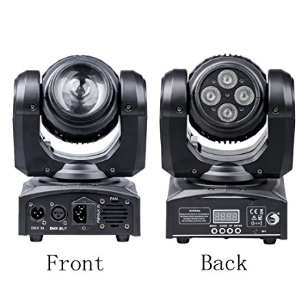 Double Face (4 Lights and LED Spot) DJ Stage LED Moving Head Light Two Effect Disco Lighting, RGBW 4 in 1 LED DMX512 Head-Moving Light for Disco BAR By U`King (Double Function) …