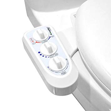 Amazetec® Hot and Cold Water Bidet toilet bidet- Self Cleaning -Dual Nozzle (Male & Female) - Non-Electric Mechanical Bidet Toilet Attachment - Adjustable Water Pressure and Temperature (Bidet with Braided Pipe)
