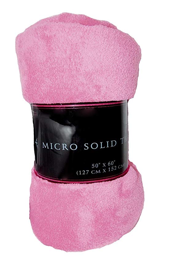 Ultra Soft Cozy Plush Fleece Warm Solid Colors Traveling Throw Blanket 50" X 60" (127 Cm X 152 Cm) (Light Pink)