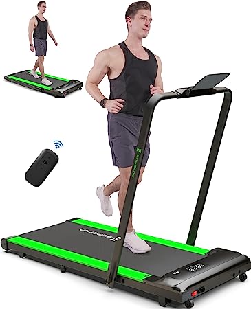 SupeRun 2 in 1 Under Desk Treadmill, 3.0HP Folding Treadmill with 300 LBS for Home, Portable Compact Walking Pad with 12 Programs