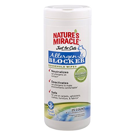 Nature's Miracle Nature's Miracle Just for Cats Allergen Blocker Household Wipes, 25 wipes (NM-5582)