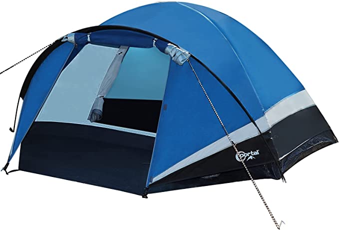 Portal 2/4 Man Camping Tent Family Tent with Porch 3000mm Waterproof Double Skin with Sewn-in Groundsheet Outdoor Shelter with Anteroom for Picnic Garden Festival