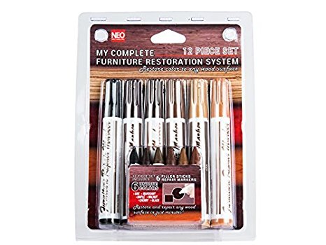 12 Pc Wood Stain Markers Set - Furniture Restoration & Repair Marker Pens w/ Filler Sticks