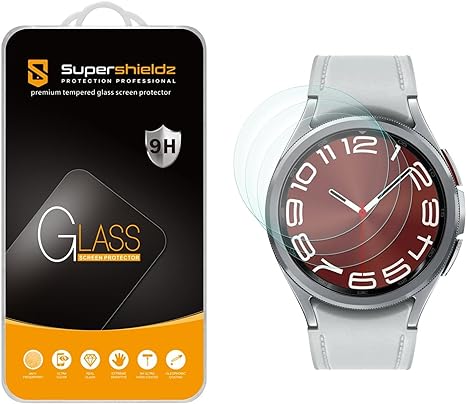 Supershieldz (3 Pack) Designed for Samsung Galaxy Watch 6 Classic (47mm) Tempered Glass Screen Protector, 0.33mm, Anti Scratch, Bubble Free