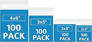 400 Pack Small Plastic Bags For Jewelry, Mini Baggies 4 Assorted Sizes. 2x3 3x3 3x5 4x6 Inch 2 Mil Thick Poly Zipper Lock Bags (400pcs(2x3 3x3 3x5 4x6))