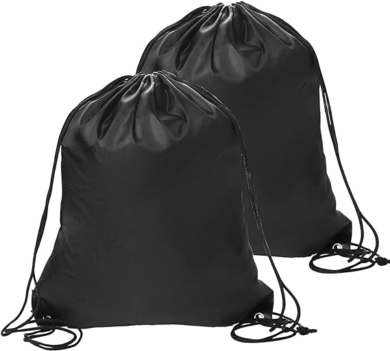 Sliverdew 2 Pcs Black Drawstring Backpack Bags Sports Cinch Sack String Bags Drawstring Gym Bag Draw String Backpack Bulk Swimming String Bags