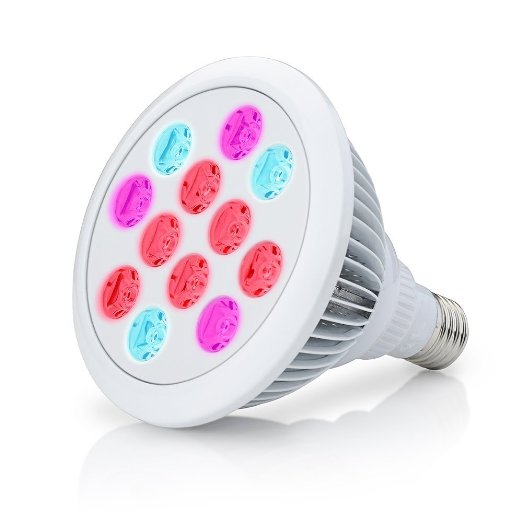 Vankey Hydroponic LED Grow Light,Tri-Band Spectrum Plant Growing Light Lamp, E27 12W, 12 LEDs, 3 Blue/9 Red For Garden Greenhouse