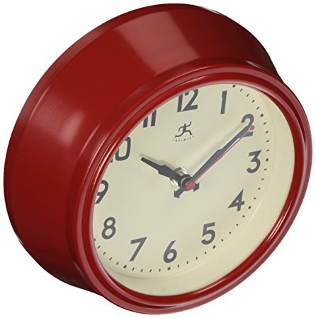 Infinity Instruments 8" Retro Diner Red Silent Wall Clock