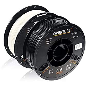 OVERTURE PLA Filament 1.75mm 3D Printer Consumables, 1kg Spool (2.2lbs), Dimensional Accuracy  /- 0.05 mm, Fit Most FDM Printer, Black   White, 2-Pack