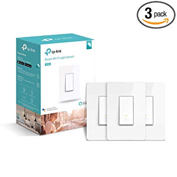 TP-LINK HS200P3 Kasa Smart WiFi Switch (3-Pack) Control Lighting from Anywhere, Easy in-Wall Installation (Single-Pole Only), No Hub Required, Works with Alexa and Google Assistant, White