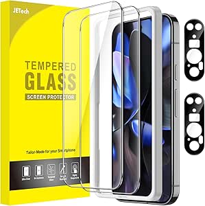 JETech Screen Protector for Google Pixel 9 Pro with Camera Lens Protector, Easy Installation Tool, Fingerprint Compatible, Tempered Glass Film, HD Clear, 2-Pack Each