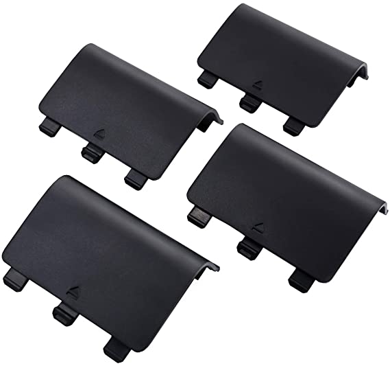 VOGADA Replacement Battery Back Cover for Xbox One, Battery Cover Door for Xbox One, Xbox One S Controller, Repair Shell Cover Part for Xbox Wireless Controller (Black, 4 Pack)
