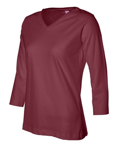 LAT Sportswear Women's Ringspun V-Neck 3/4 Sleeve T-Shirt