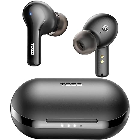 TOZO A2 Mini True Wireless Earbuds Bluetooth 5.3 Earphones in Ear Buds Touch Control Stero Headphones with Clear Calling Mics, IPX5 Waterproof, Premium OrigX Sound Headset Type-C Fast Charging, Black
