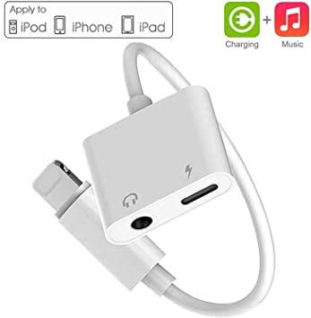 Headphone Adapter for iPhone Adapter，iPhone 3.5mm Jack AUX Audio Splitter & Charger Adapter，Compatible for iPhone 7/7P 8/8P X XS XR 11/11 Pro Splitter Dongle Headset Convertor Accessories and All iOS