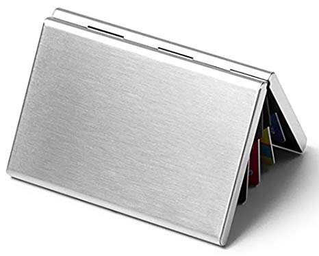 HBIE Travel Wallet Card Holder - Stainless Steel RFID Blocking Slim Wallet Credit Card Holder -Metal Business Card Case -Satiny