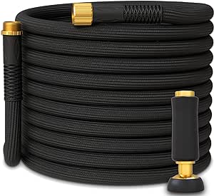 TITAN Garden Hose | Flexible, Lightweight, Kink-Free & Durable Hybrid Water Hose with Heavy Duty Brass Connectors & High-Pressure Jet Nozzle (100FT x 5/8”)