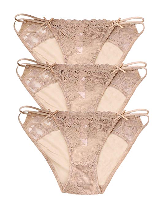 Camelia High End Lace String Georgette Bikini Panties for Summer, USA Size: XS-L