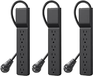 Belkin Power Strip Surge Protector with 6 AC Multiple Outlets - Flat Rotating Plug, 6 ft Long Heavy-Duty Extension Cord for Home, Office, Travel, Computer Desktop & Charging Brick (600 Joules) 3PK