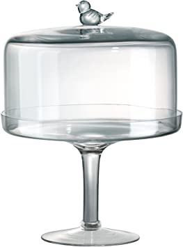 Songbird Pedestal Cake Stand With Dome, 11 inches high by 10 inch wide