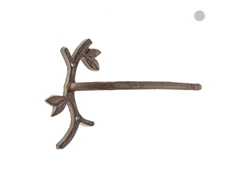Toilet Paper Holder - Branch With Leaves | Cast Iron Wall Mounted Toilet Tissue Holder | Rustic Country Western Design | 8.3x4x6.3” | with Screws and Anchors By Comfify (Rust Brown)